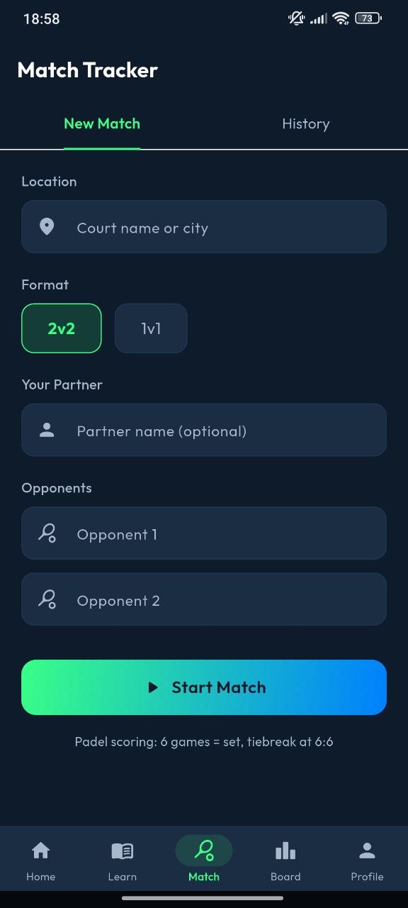 Match tracker screen