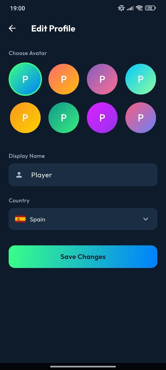 Profile screen